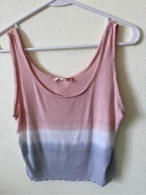 Maronie by Anthropologie Ribbed Ombre Scoop Tank Top - Red, White, and Blue